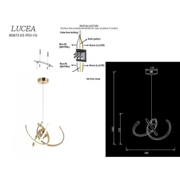 MASDE 3LÜ LEDLİ AVİZE 3000-6000K 45W