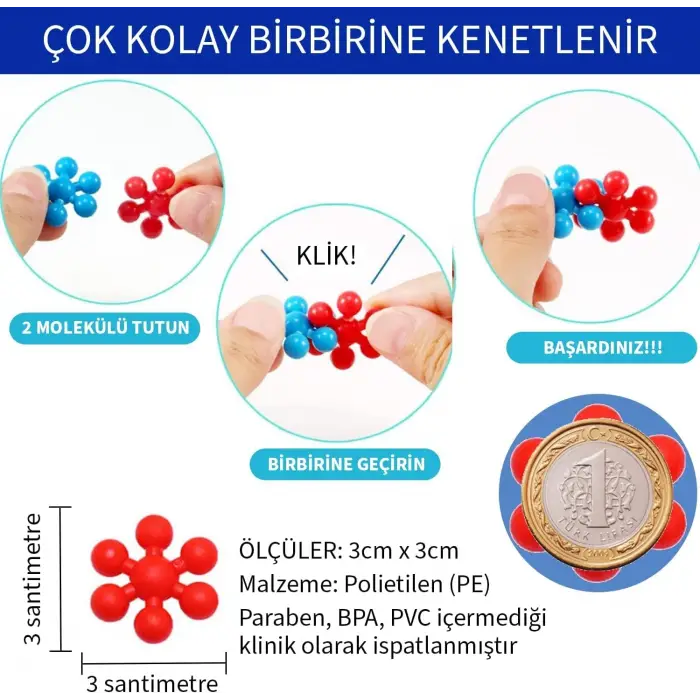 Master Molekül Eğitici Yaratıcı Kar Tanesi Yapı Taşları, 5 Renk, 120 Parça