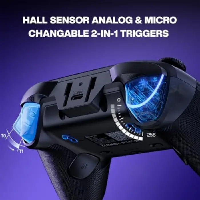 Master P1 2.4G Wireless PC Controller - Hall Effect Joystick, Hall & Micro Changable Triggers, Audio Controls, Adjustable Turbo Vibration for PC/Switch