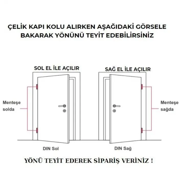 Mat Siyah Çelik Kapı Kolu Osmanlı Aynalı Daire Giriş Kapı Kolu Sağ Aşağı Basar 1 Adet Tek Yön