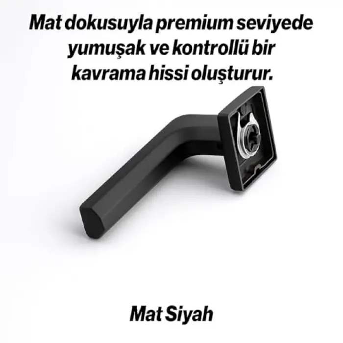 Mat Siyah Kare Rozetli Oda Kapı Kolu Seti