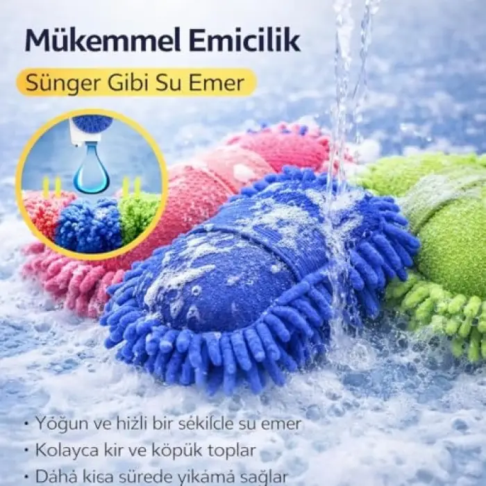 Mavi Mikrofiber Araç Yıkama Süngeri Eldiven Tipi