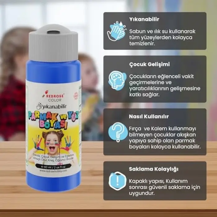 Mavi Parmak Boyası, 60 ml