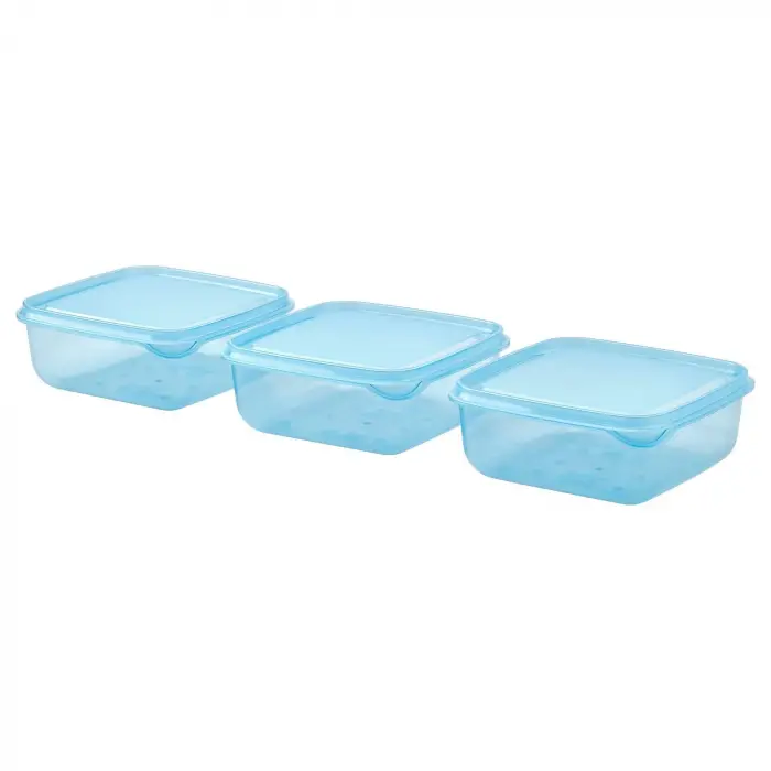 Mavi Plastik Saklama Kapları, 3 Parça, 0,6 L