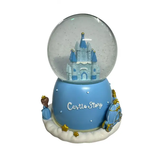 Mavi Şatoda Aşk Dev Boy Müzikli Işıklı Dönen Kar Küresi