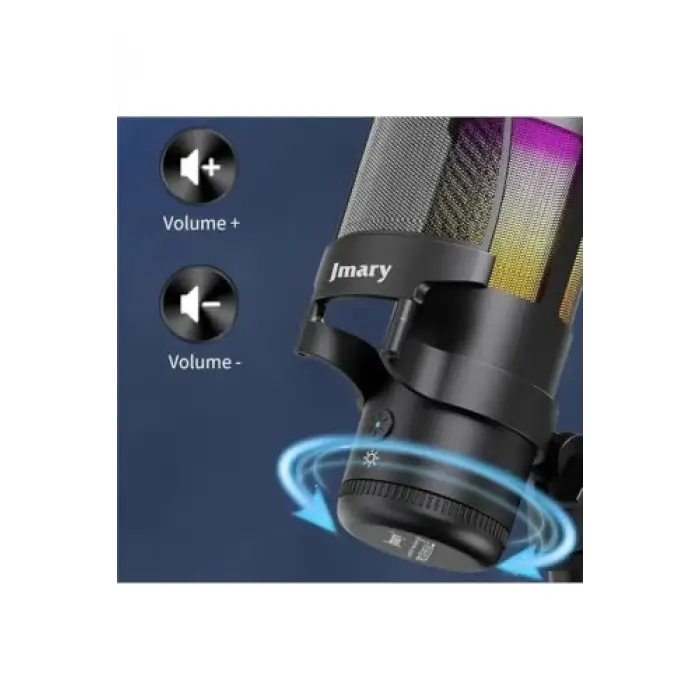 MC-PW13 RGB Led Kondansatör USB Asmr Stüdyo Mikrofonu, Siyah