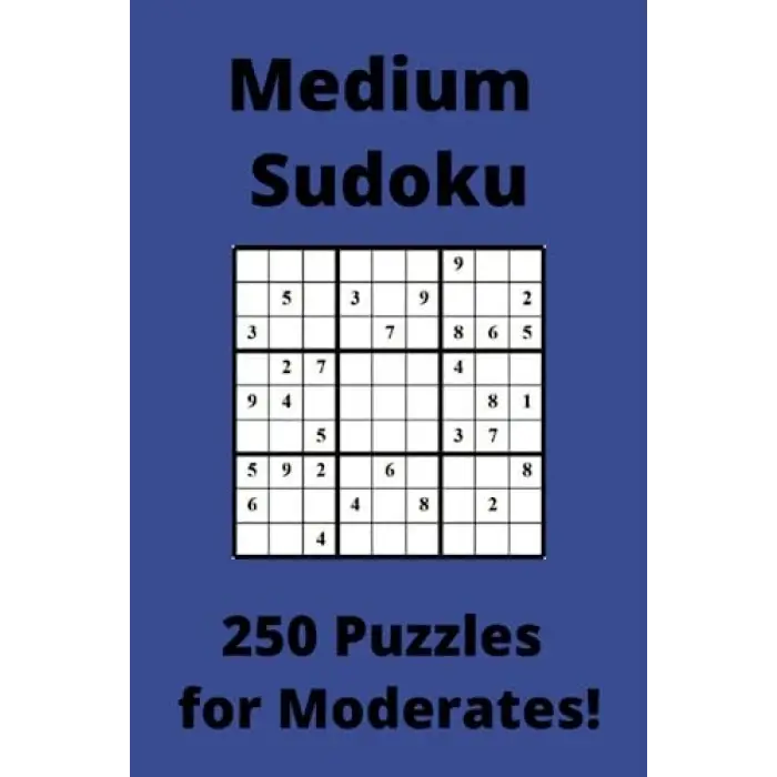 Medium Blue Sudoku Book, 9x9 Puzzles, 250 Pages, 6x9