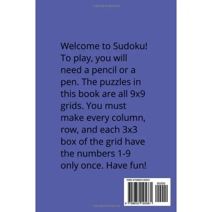 Medium Blue Sudoku Book, 9x9 Puzzles, 250 Pages, 6x9