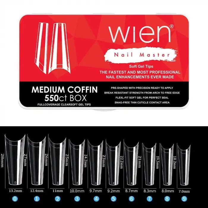 Medium Coffin Soft Gel Tips protez tırnak, 550 adet