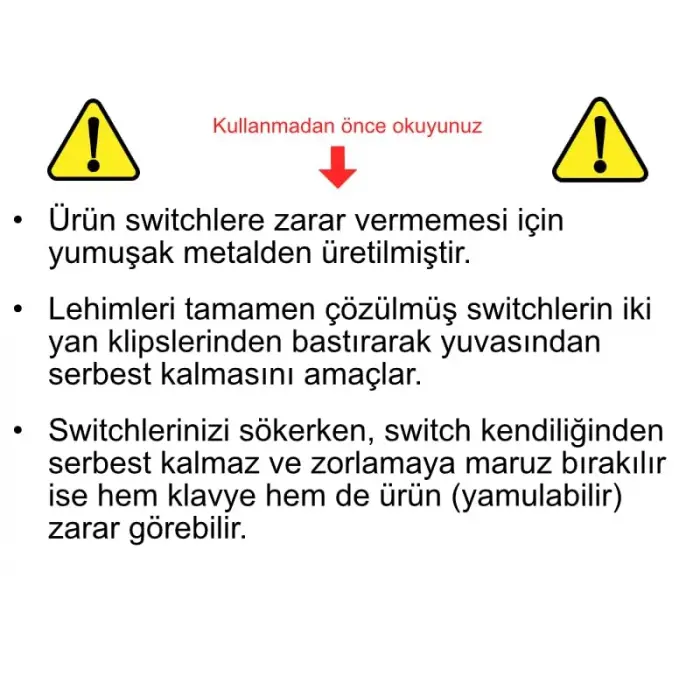 Mekanik Klavye Switch ve Tuş Kapağı Sökme Aparatı
