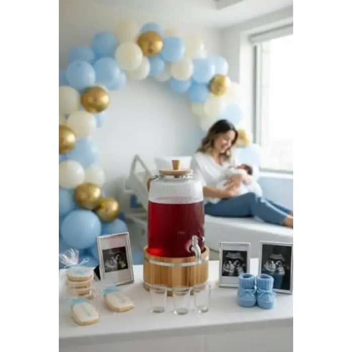 Melo Bambu Kapak Ve Ahşap Standlı Cam Sebil 3L