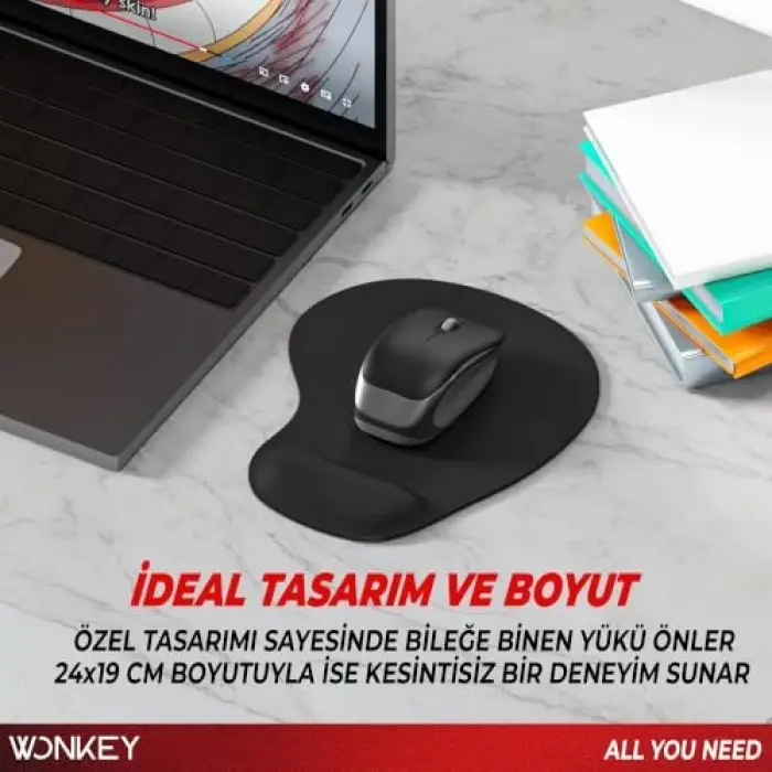Memory Foam Bilek Destekli Mouse Pad, Kaymaz Tabanlı
