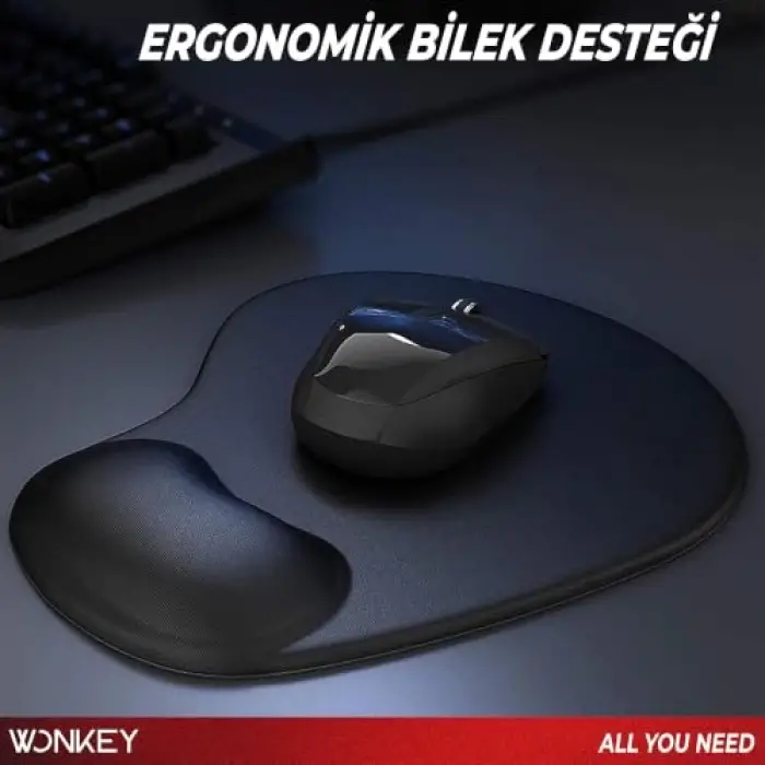 Memory Foam Bilek Destekli Mouse Pad, Kaymaz Tabanlı