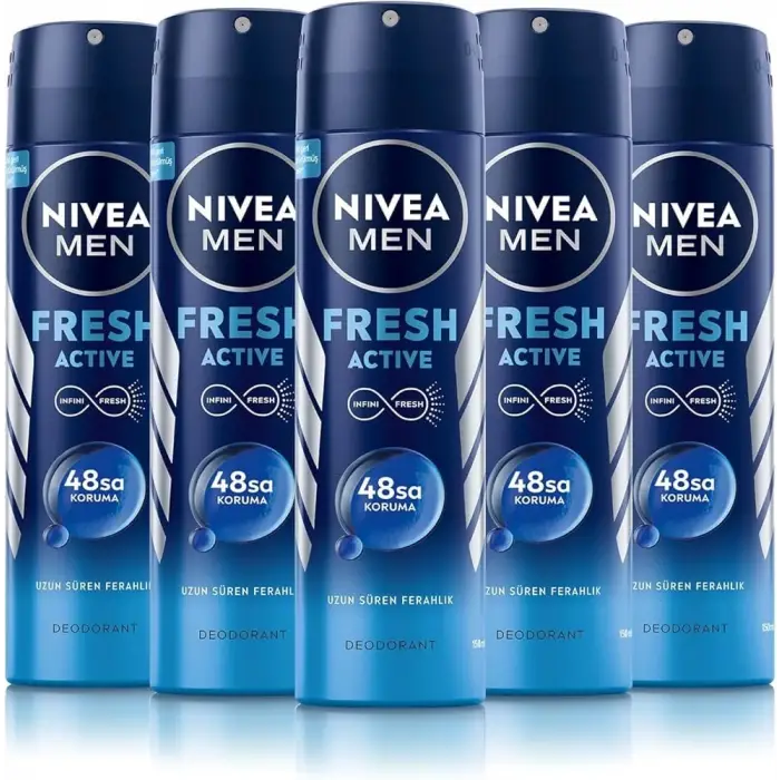 MEN Erkek Sprey Deodorant Fresh Active 150 mlx5Adet,48 Saat Deodorant Koruması