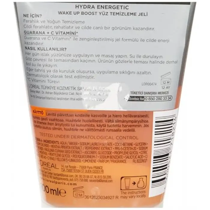 Men Expert Hydra Energetic Wake Up Boost Yüz Temizleme Jeli 100 ml
