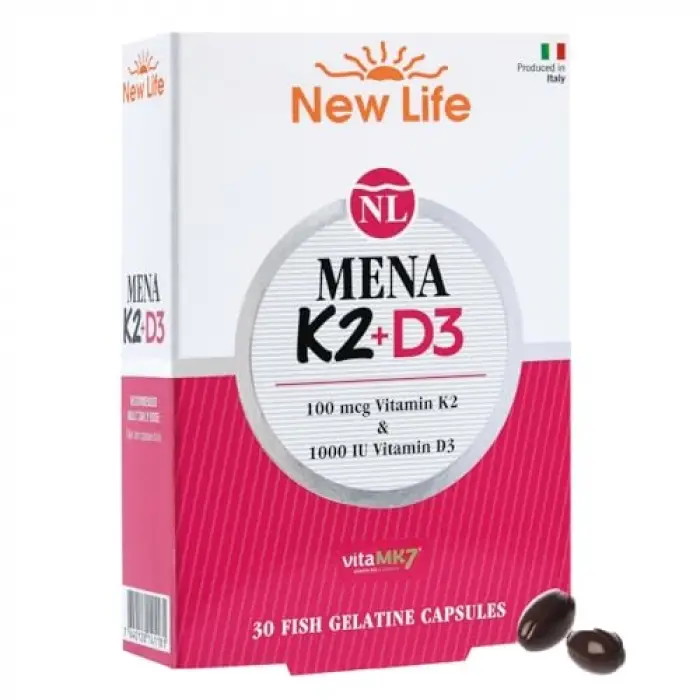 Mena K2 D3 30 Kapsül - 100mcg K2 Vitamini + 1000IU D3 Vitamini