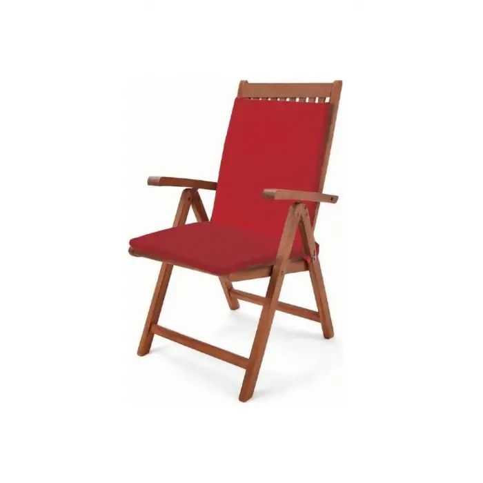 Mer-Tim Bahçe Balkon Salon Kırmızı Sandalye Minderi (arkalıklı) 6lı