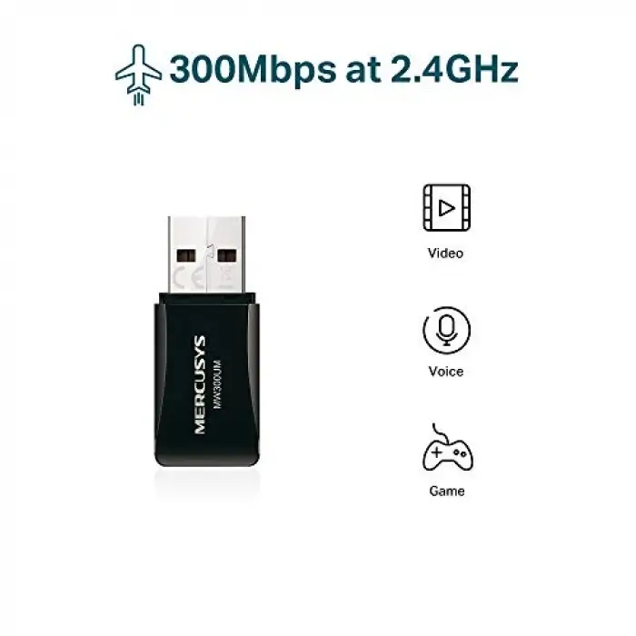 Mercusys MW300UM 300Mbps Kablosuz USB Adaptör