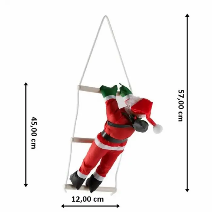 Merdivene Tırmanan Noel Baba Dekoru - 57 cm