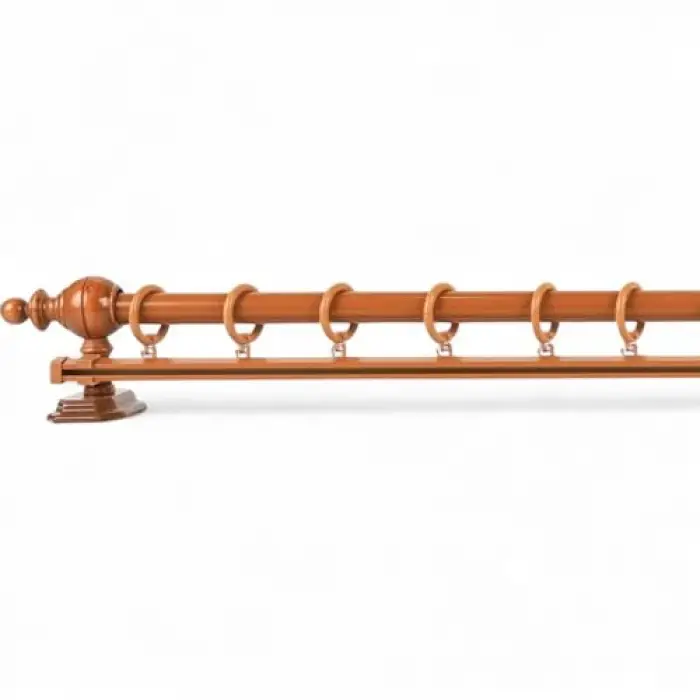 Meşe Tek Raylı Ahşap Rustik Perde Askısı (150 CM)