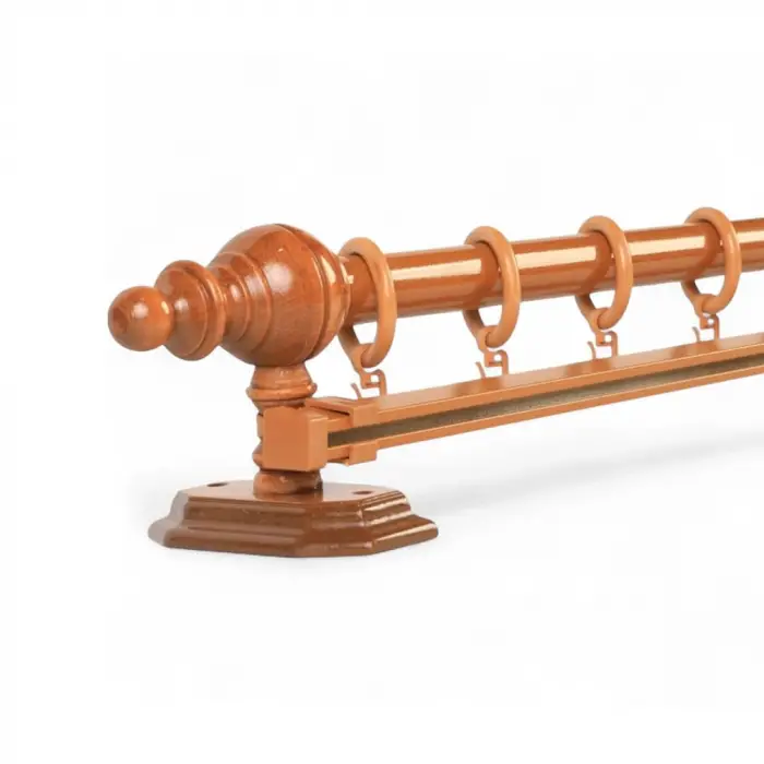 Meşe Tek Raylı Ahşap Rustik Perde Askısı (150 CM)