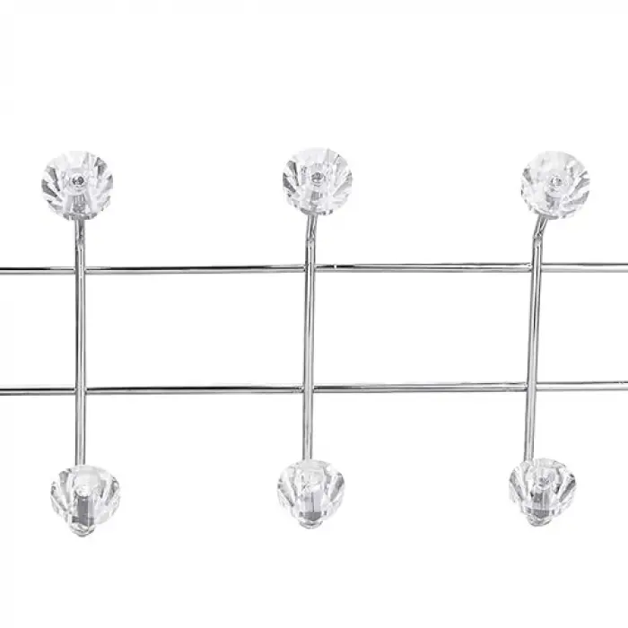 Metal Kapı Üstü Askılık, Krom Kaplama, 12 Kancalı, Gümüş Renk