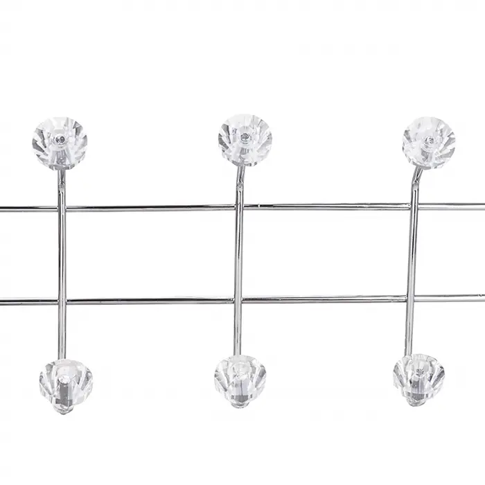Metal Kapı Üstü Askılık, Krom Kaplama, 12 Kancalı, Gümüş Renk