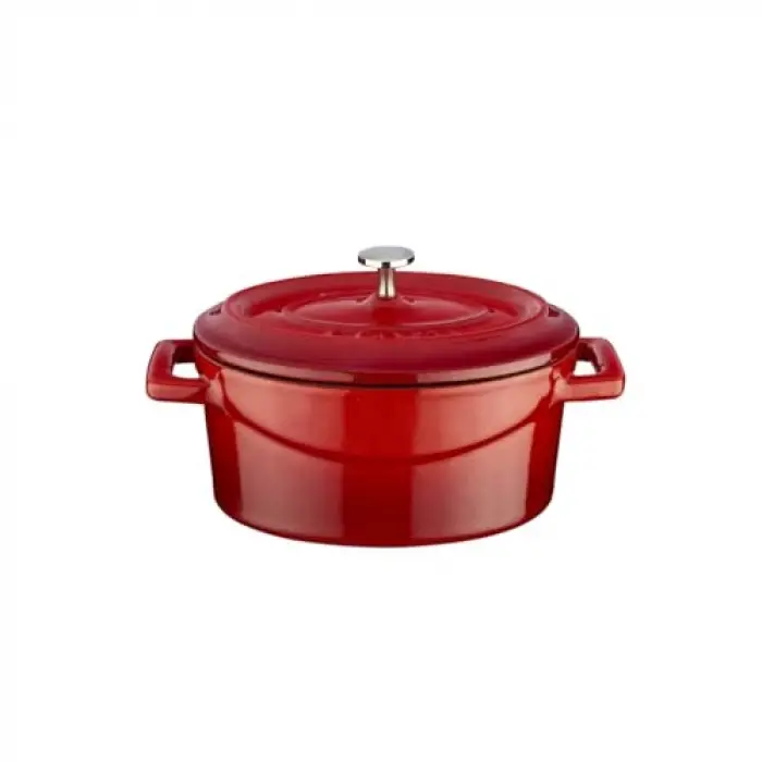 Metal Oval Mini Tencere, Kırmızı