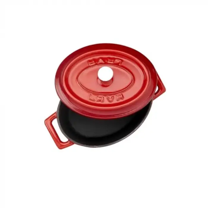Metal Oval Mini Tencere, Kırmızı