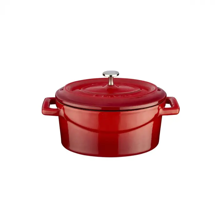 Metal Oval Mini Tencere, Kırmızı