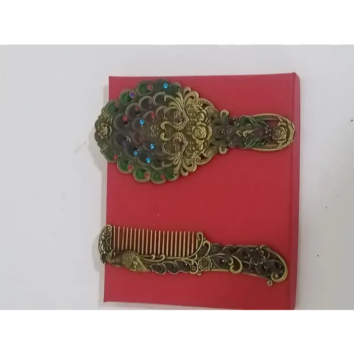 Metal Taş işlemeli Makyaj El Aynası