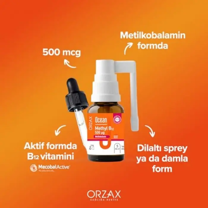 Methyl B12 dilaltı sprey, 500mcg, 5 ml