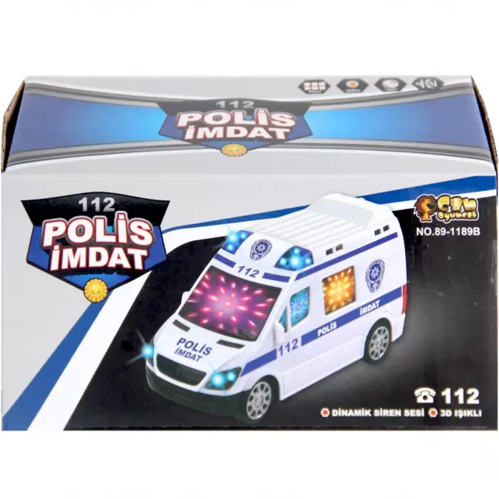 Mey İthalat®  112 Polis İmdat 3D Işıklı Sesli Polis Aracı