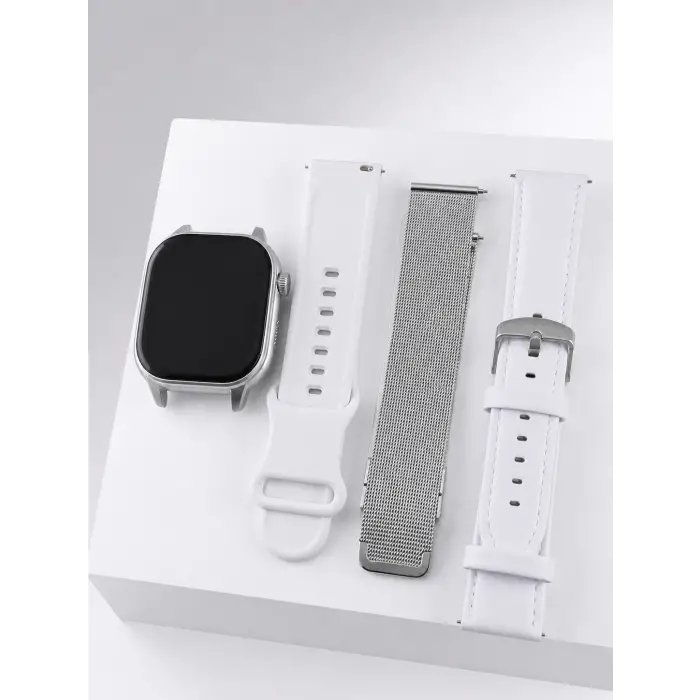 Mey İthalat® AMOLED Ekranlı Bluetooth Aramalı 3 Kordonlu Akıllı Saat