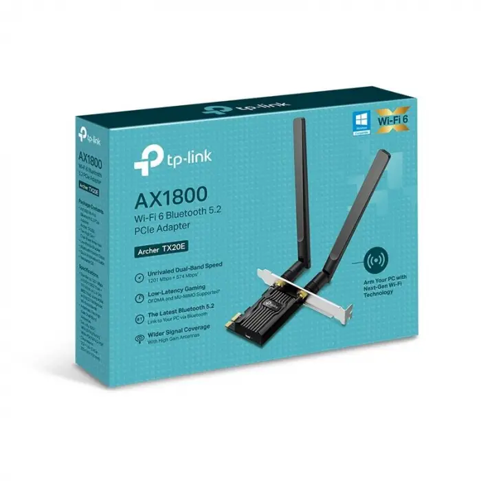 Mey İthalat® Archer TX20E AX1800 WIFI6 Bluetooth 5.2 Pcıe Adaptor