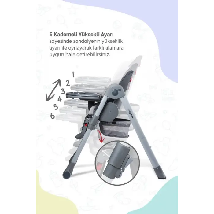Mey İthalat® BC511 Plus Mama Sandalyesi Antrasit