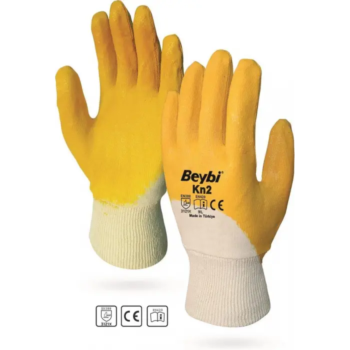 Mey İthalat® Beybi KN2 No:9 Sarı Nitril Pamuk Eldiven