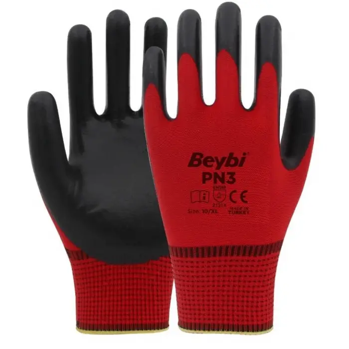 Mey İthalat® Beybi PN3 Nitril Kırmızı İş Eldiveni No:9