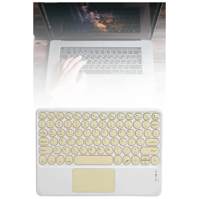 Mey İthalat® Bluetooth Touchpad Klavye 10.9 inch Kablosuz Wifi Q Klavye Slim