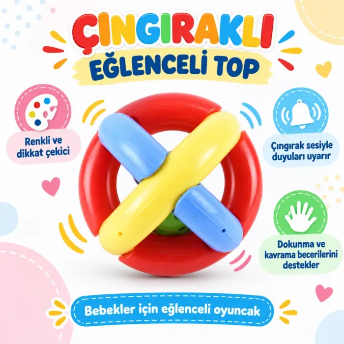 Mey İthalat® Çıngıraklı Eğlenceli Top