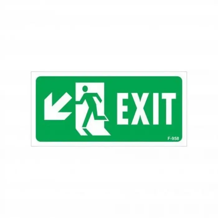 Mey İthalat® Exit Sol Aşağı Uyarı Levhası 17,5x25 KOD:958