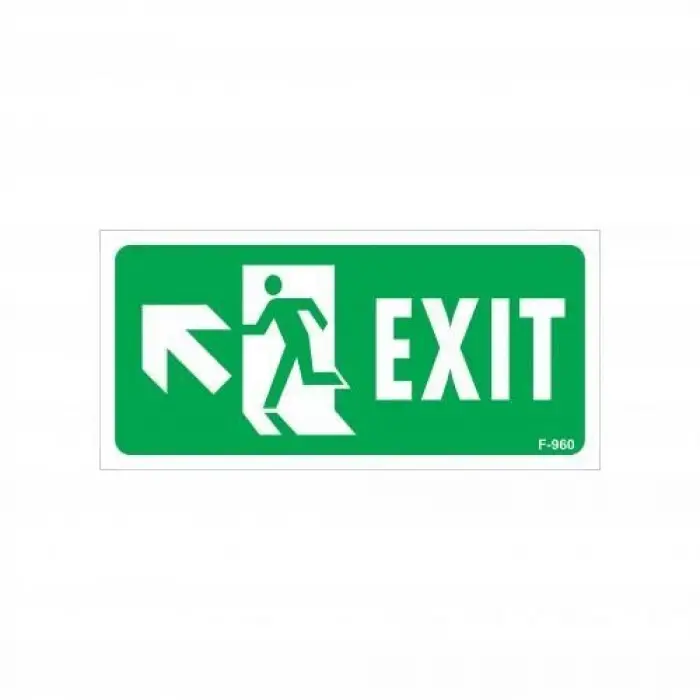 Mey İthalat® Exit Sol Yukarıı Uyarı Levhası 17,5x25 KOD:960