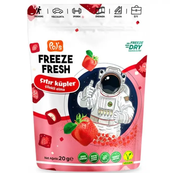 Mey İthalat® Freeze Fresh Çıtır Küpler Çilek Elma 20 Gr