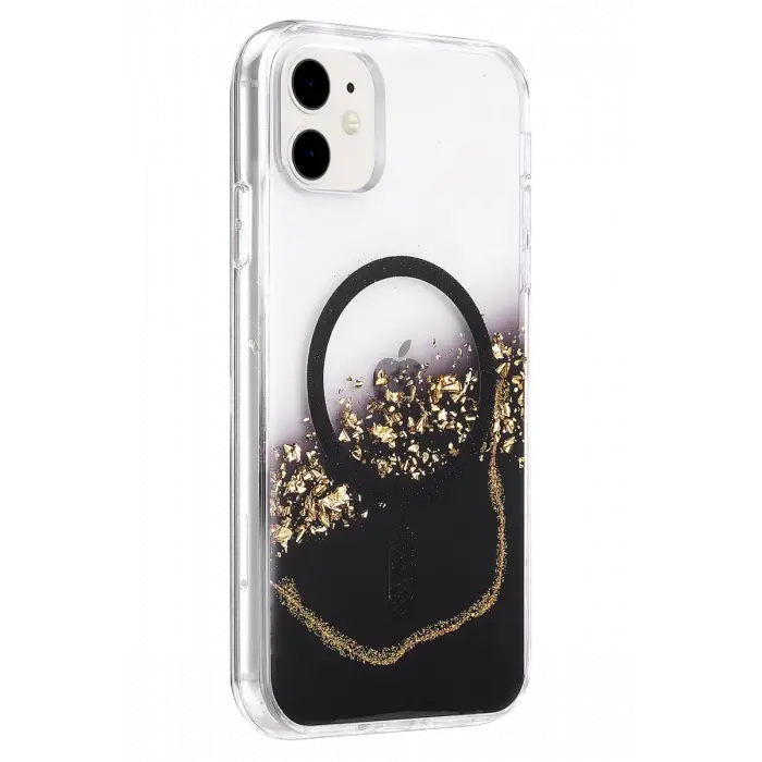 Mey İthalat®   iPhone 11 Lotus Simli Magsafe Kapak - Siyah