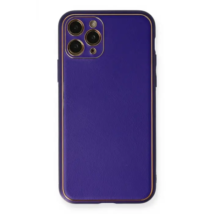 Mey İthalat®   iPhone 11 Pro Kılıf Coco Deri Silikon Kapak - Mor