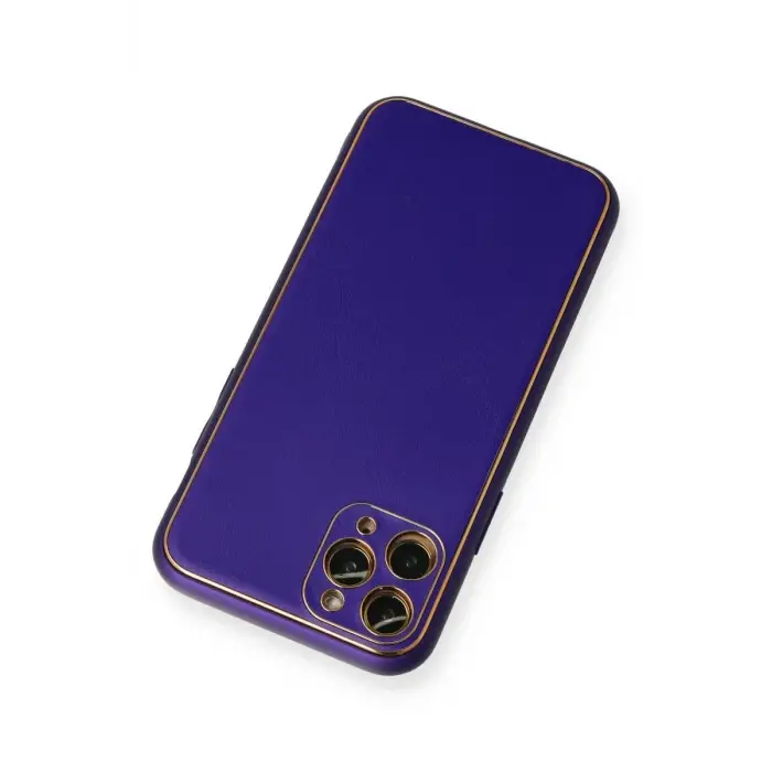 Mey İthalat®   iPhone 11 Pro Kılıf Coco Deri Silikon Kapak - Mor