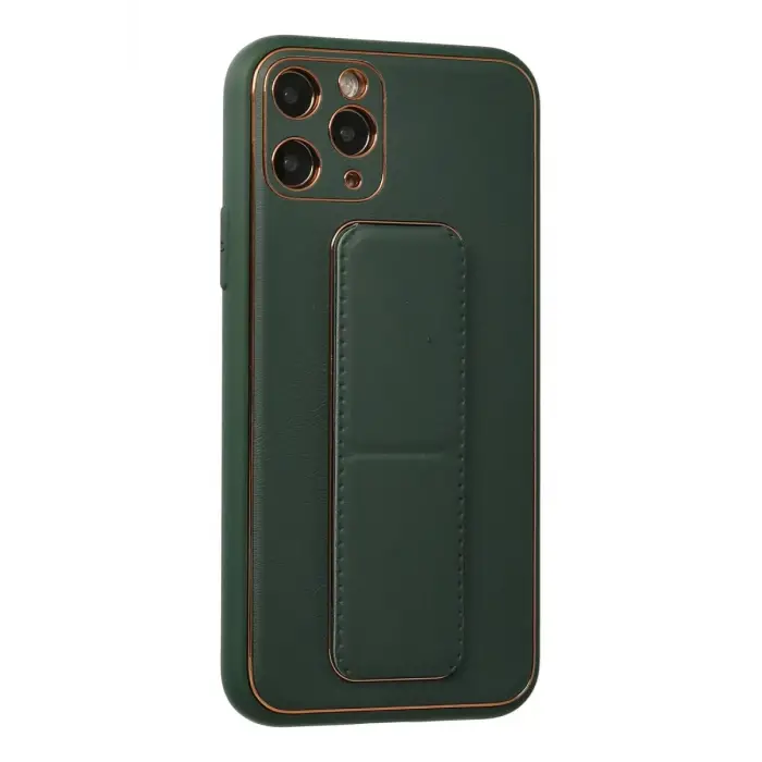 Mey İthalat®   iPhone 11 Pro Kılıf Coco Deri Standlı Kapak - Yeşil