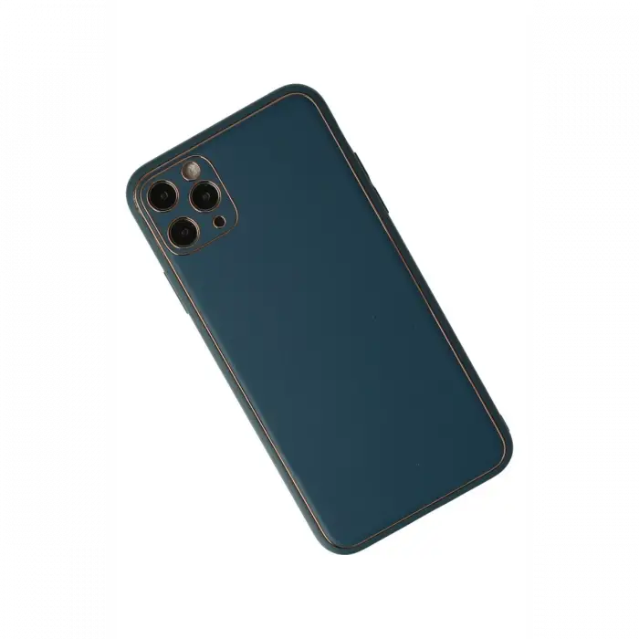 Mey İthalat®  iPhone 11 Pro Max Kılıf Coco Deri Silikon Kapak - Mavi