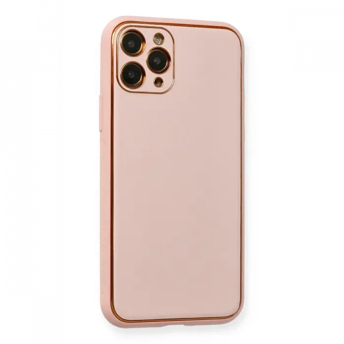 Mey İthalat®  iPhone 11 Pro Max Kılıf Coco Deri Silikon Kapak - Pembe