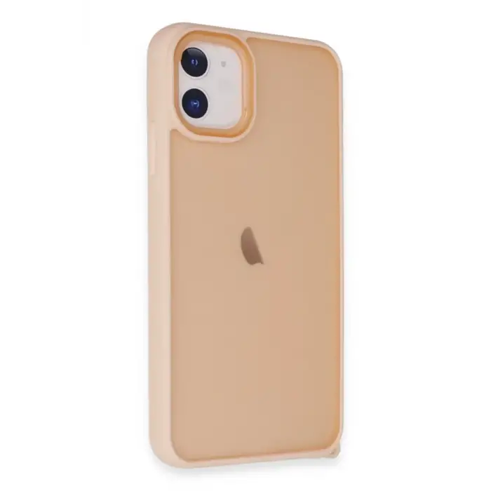 Mey İthalat®   iPhone 12 Kılıf Elegant Kapak - Pudra
